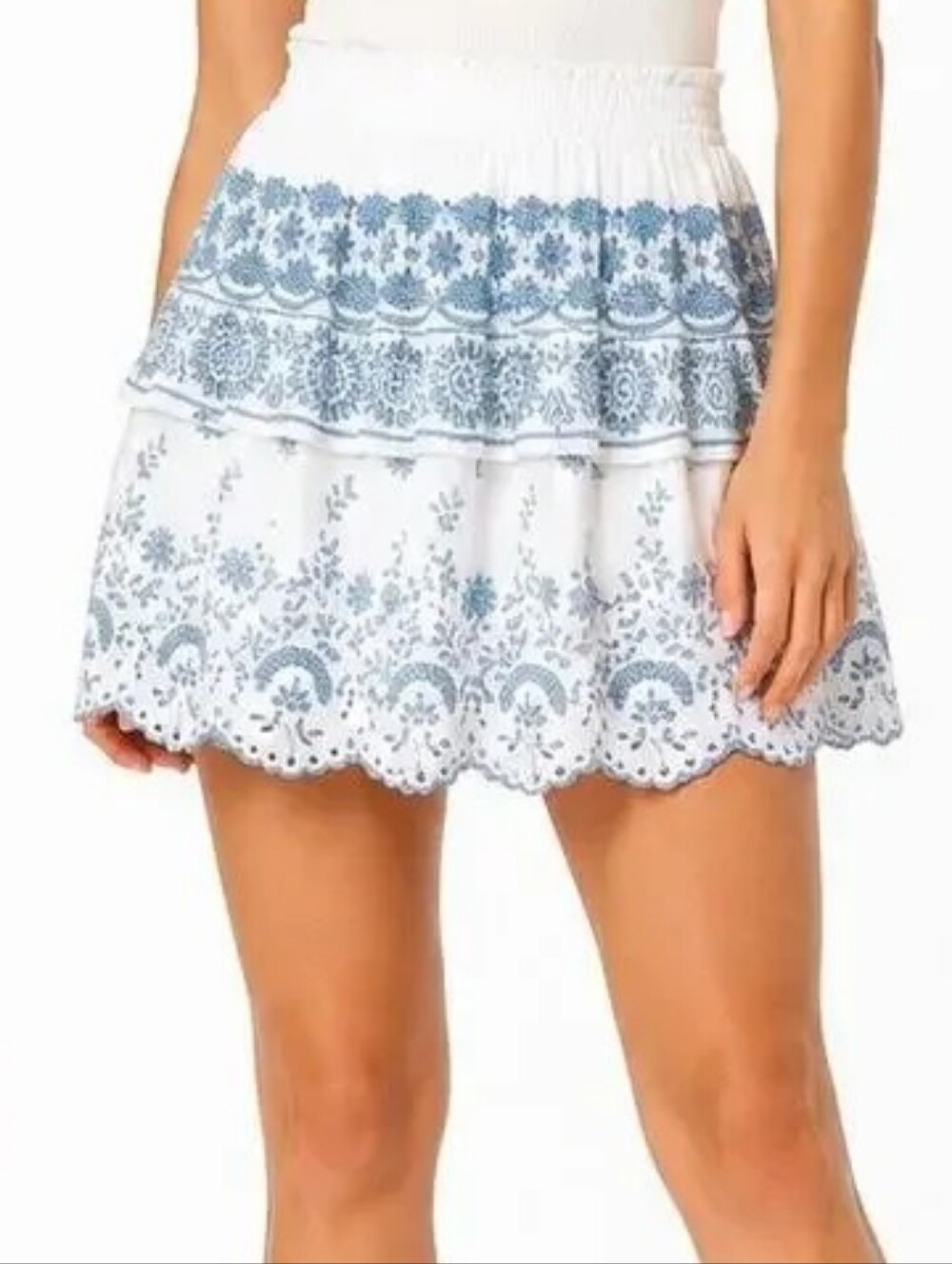 LoveShackFancy NWT Charmaine Skirt in Ivory Shores sz SMALL
